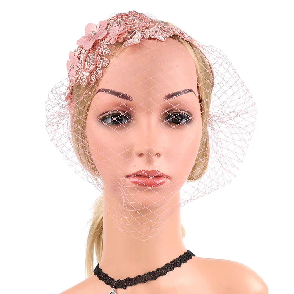 Mesh Lace Headband Hair Fascinators for Women Makeup European American Hats Polyester Tea Party Women's