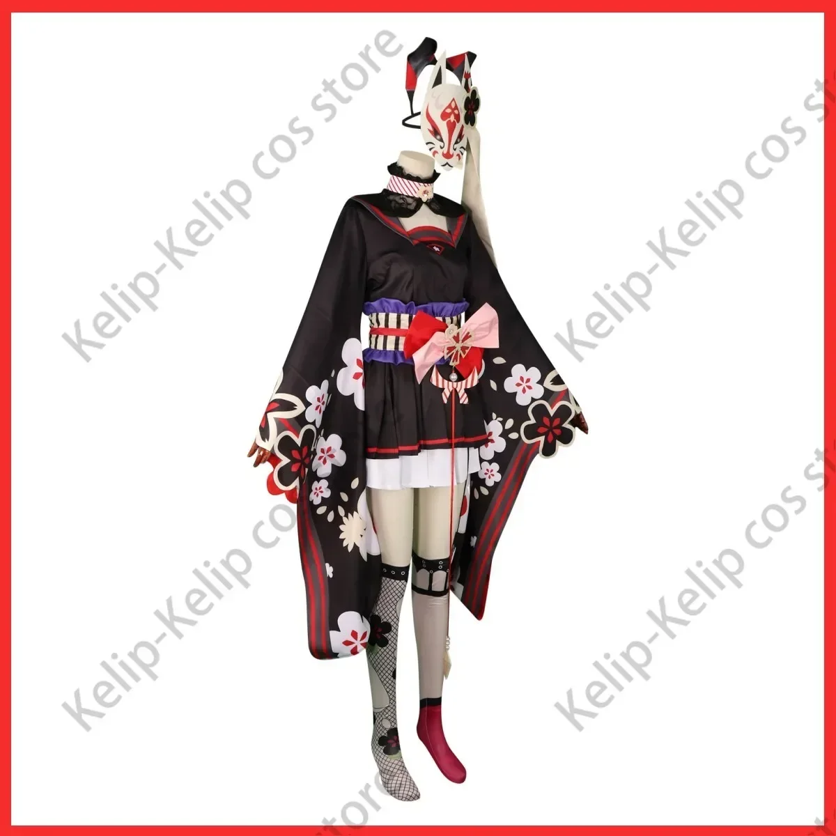 CosplayAnime Game Blue Archive Kosaka Wakamo Cosplay Costume Wig Japanese Kimono Lolita Dress Mask Woman Sexy Lovely Halloween S