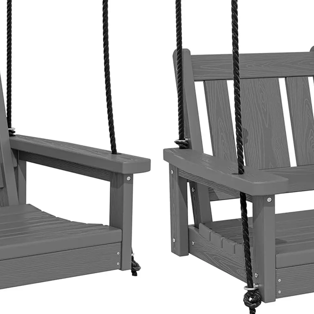 

Серый комплект двойных качелей из ПЭП, прочные качели на одно сиденье с полипропиленовыми веревками для наружного патио, сада, двора