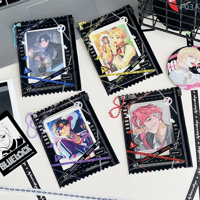 Warning Line Creative Candy Bag Photocard Holder Props Badge Storage Display Bag Pendant Idol Photo Card Protective Cover