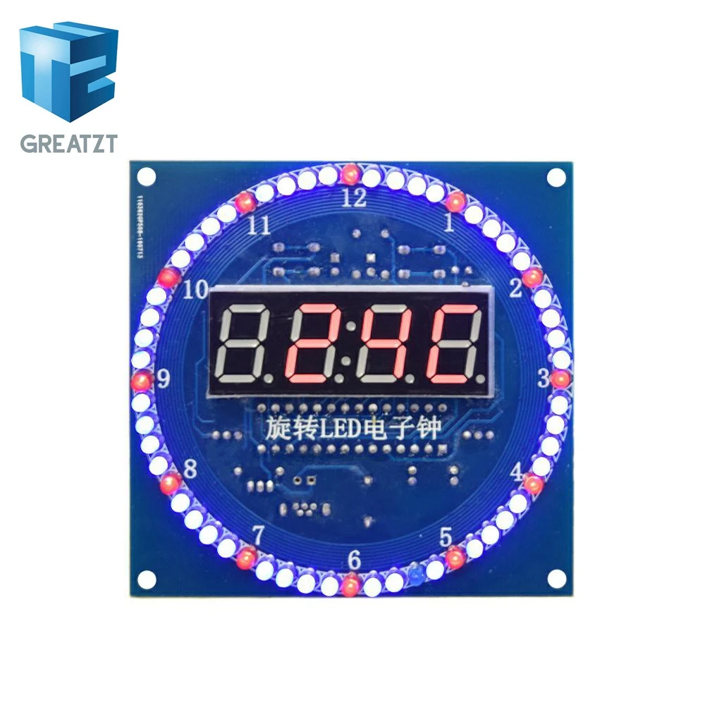 GREATZT DS1302 Rotating LED Display Alarm Electronic Clock Module DIY KIT LED Temperature Display for arduino