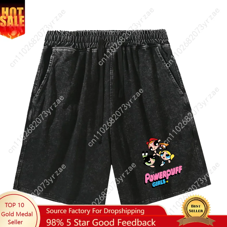 

The Powerpuff Girls Mans Womans Teenager Retro Short Vintage Cotton Elastic Sweatpants Beach Fashion Soft Shorts Custom Pants