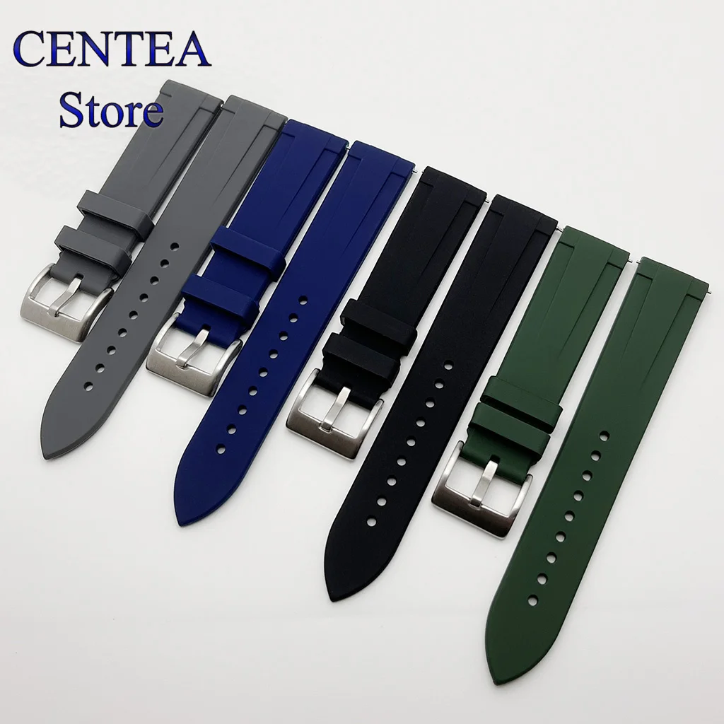 RICHUS 20 мм черный синий зеленый серый резиновый ремешок с пряжкой из нержавеющей стали