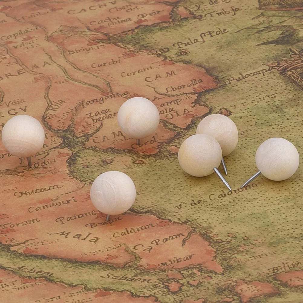 

200pcs Wooden Pushpins Natural Wood Thumb Tacks For Cork Board Map Pinning Art Craft Display Studio Exhibition Decoration
