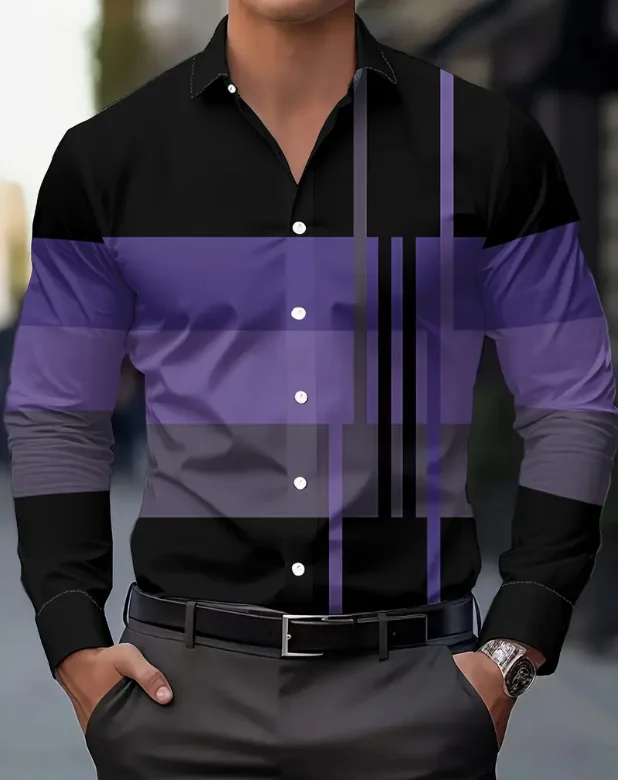 Men's Retro Plaid Print Long Sleeve Shirt Fashion Design Luxury Long Sleeve Top Men's Four Seasons Button Lapel Shirt