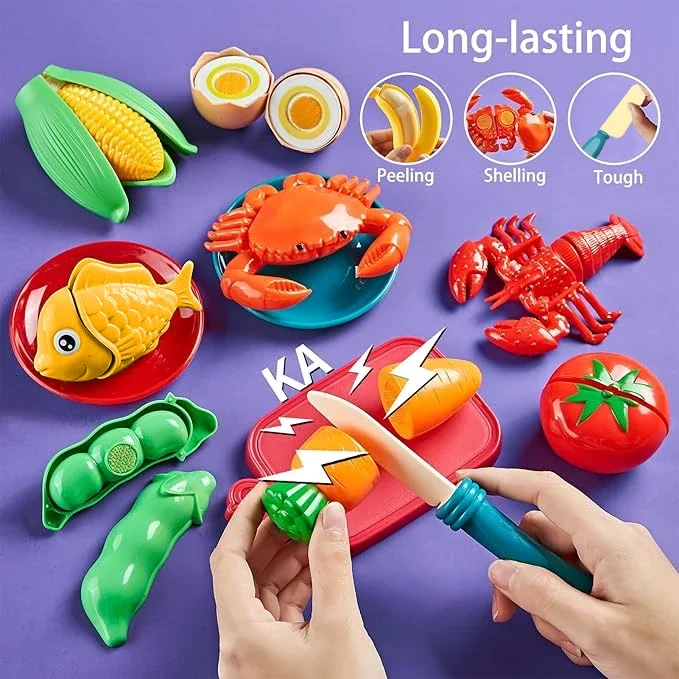 Simulation Kitchen Pretend Toy 81 Pieces Cutting Fruit Vegetable Food Set Play House Early Basic Skill Development Baby Kids