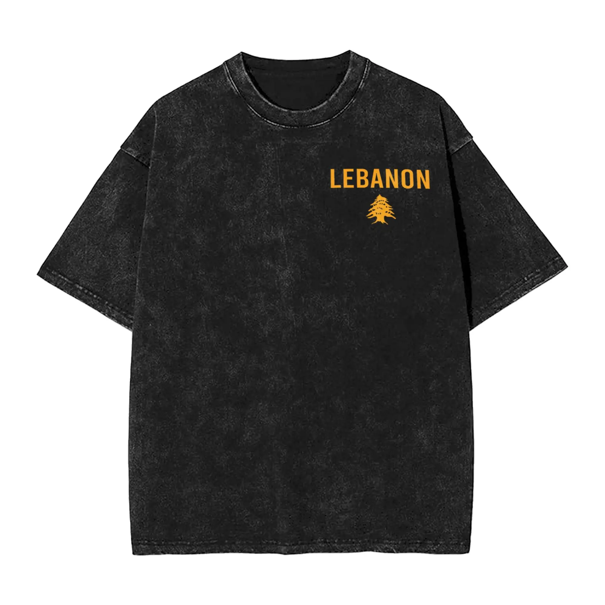 Men's T Shirt Lebanon Flag Map Washed T-Shirts Novelty  Beach Tee Shirt Y2K Retro Simple Cotton Tops Gift