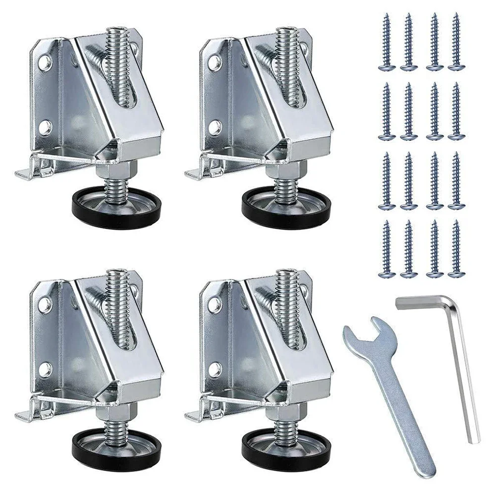 4Pcs Adjustable Furniture Leg Leveler Sofa Bed TV Cabinet Legs Leveler Heavy Duty Leveling Feet Anti Slip Foot Pads Hardware