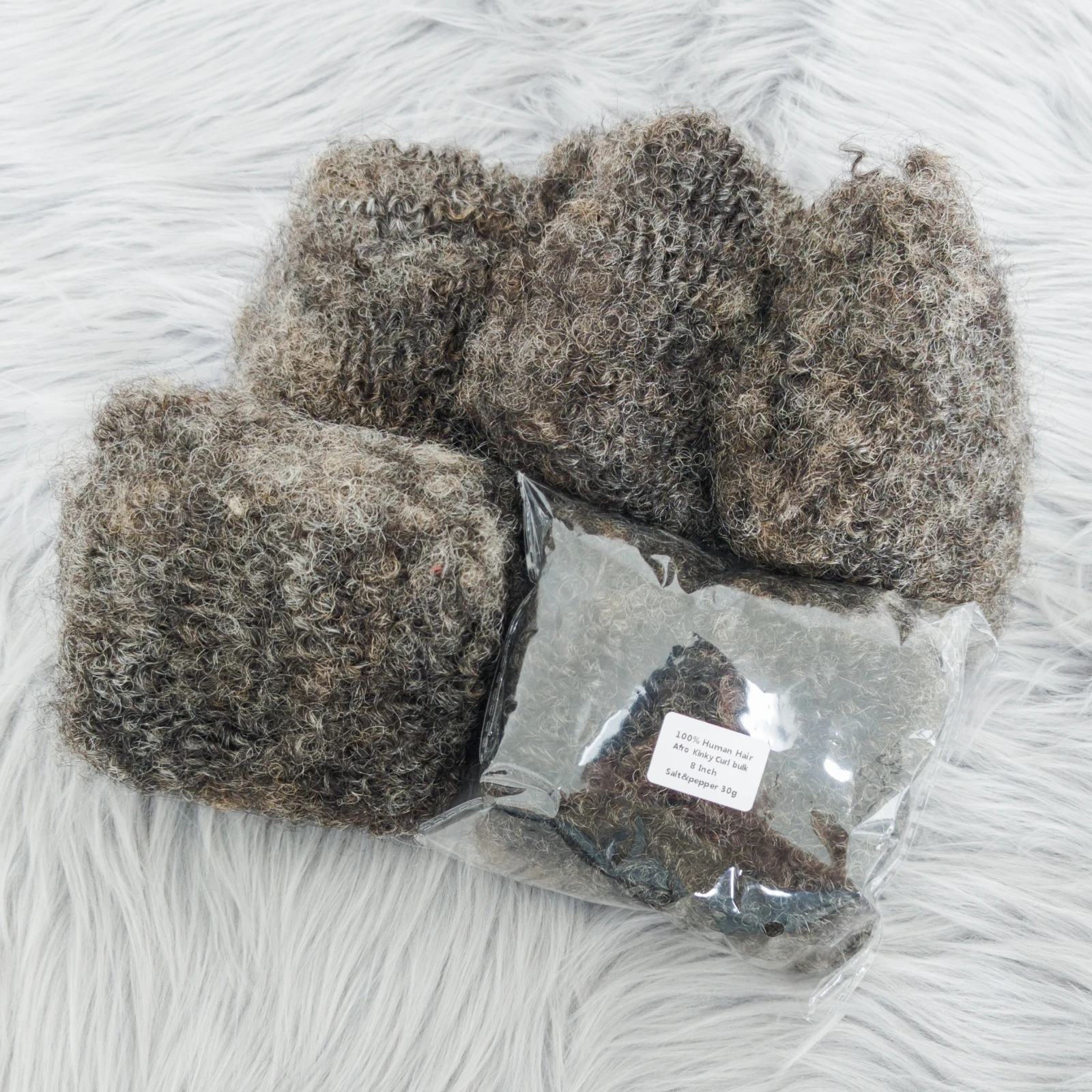 وصلات شعر بشري أفرو غريب شعر فلفل وملح بدون لحمة رمادي 100% شعر بشري لتضفير شعر دريدلوك 30 جرام/قطعة #1