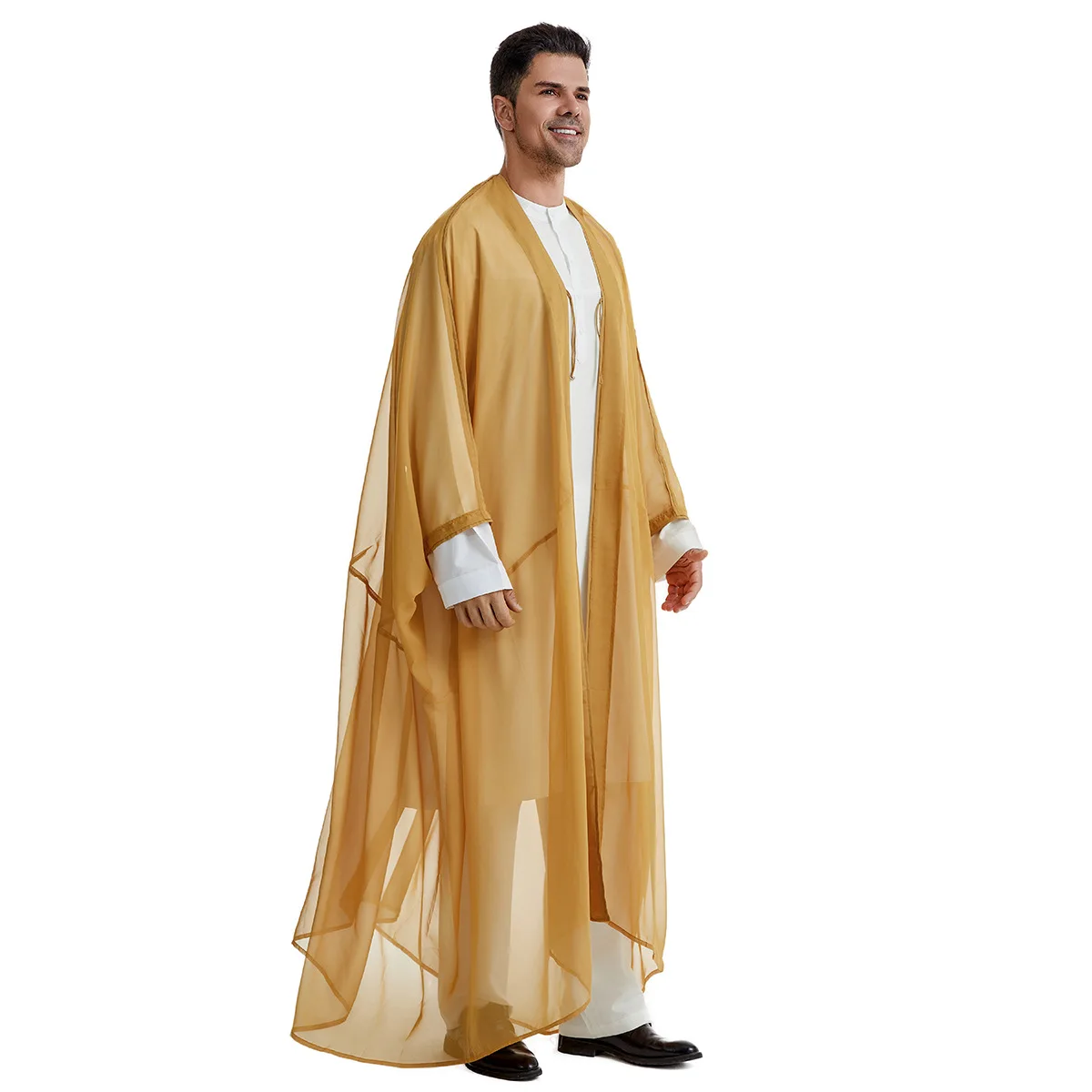 Eid hombres musulmanes Jubba Thobe cárdigan para hombre Abaya vestido largo Islam Ramadán bata tipo kimono Arabia Saudita musulmán caftán Dubai Djellaba