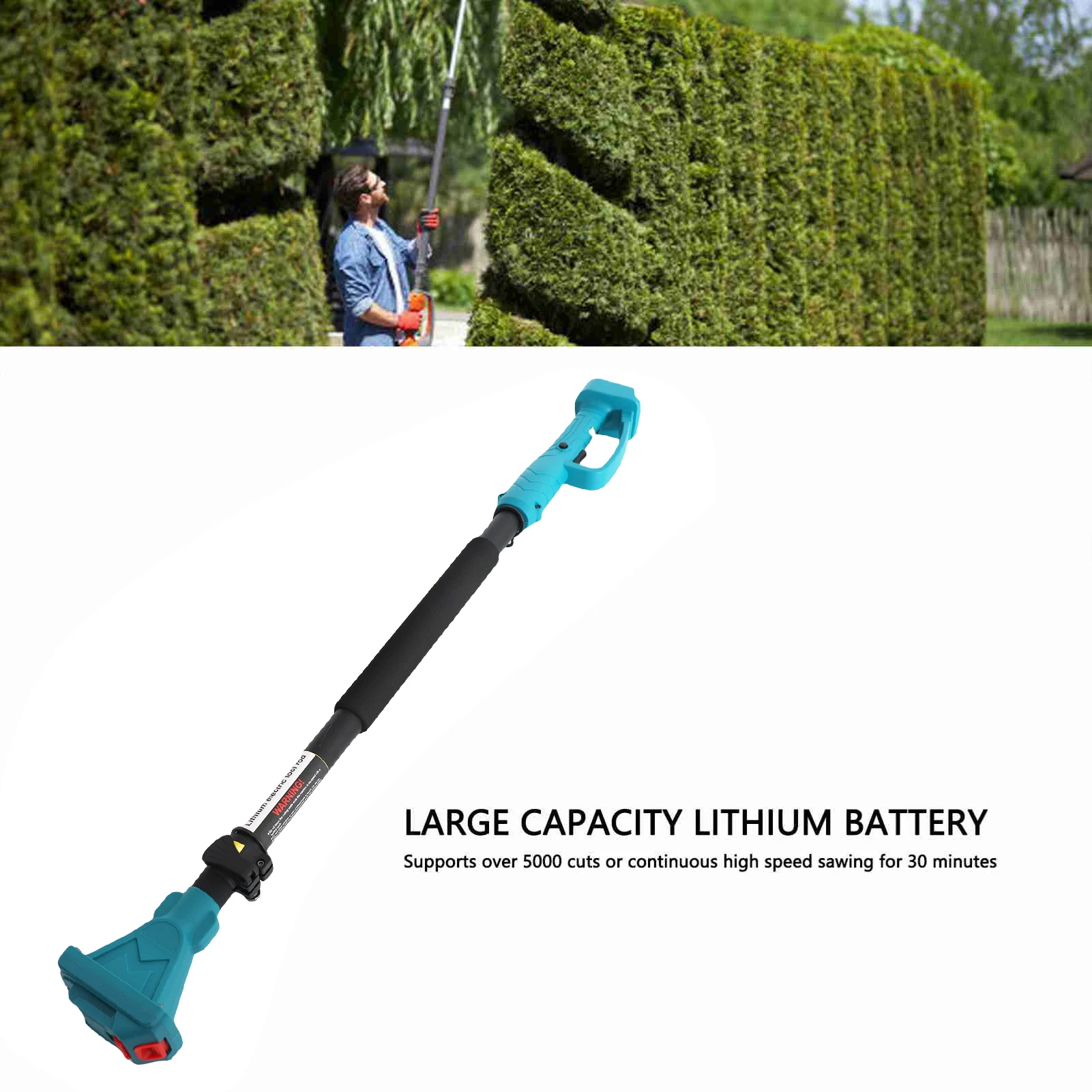 Cordless Pruning Shear Extension Pole Anti Slip Handle Rotating Head Electric Tree Pruner Pole 3.44 To 4.92 Ft Length for Garden