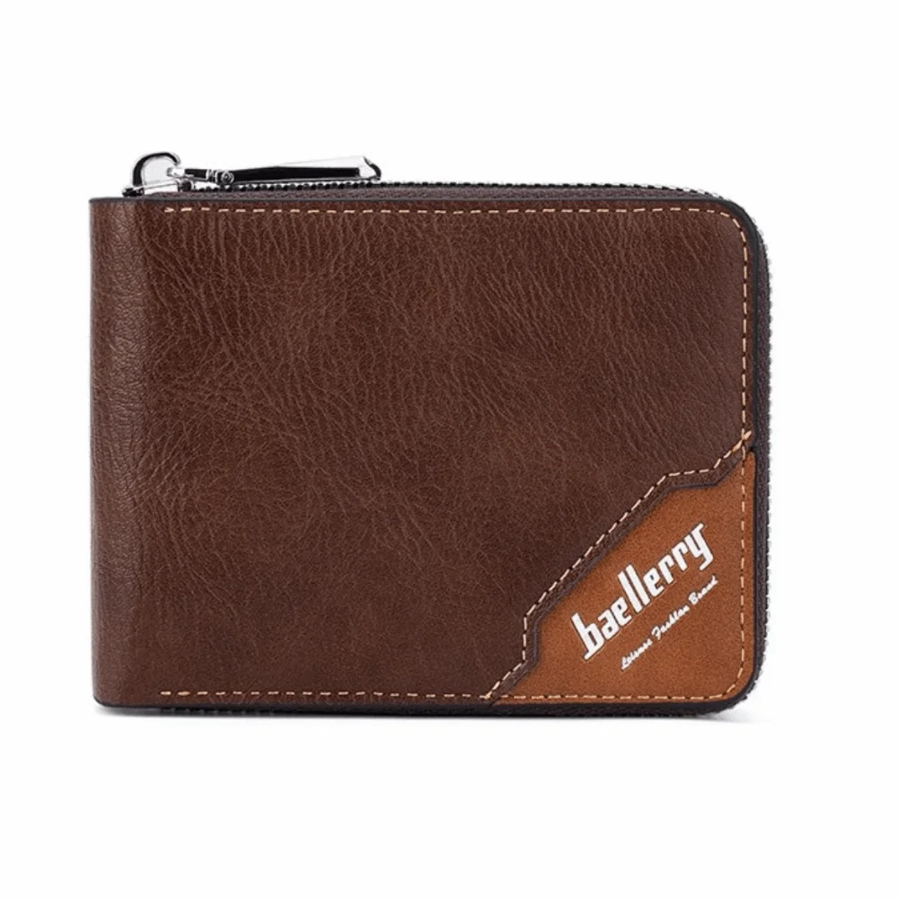 Кожаный мужской короткий кошелек на молнии, сумка для карт, противоугонная сумка в городском стиле для отдыха, чехол для кредитных карт с английскими буквами