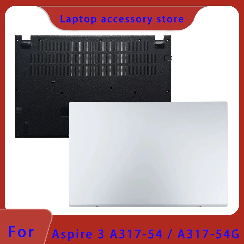 Nouveau couvercle supérieur d'écran LCD d'origine compatible avec Aspire 3 A317-54/A317-54G, cadre d'écran, support pour les paumes, coque inférieure, clavier, charnière