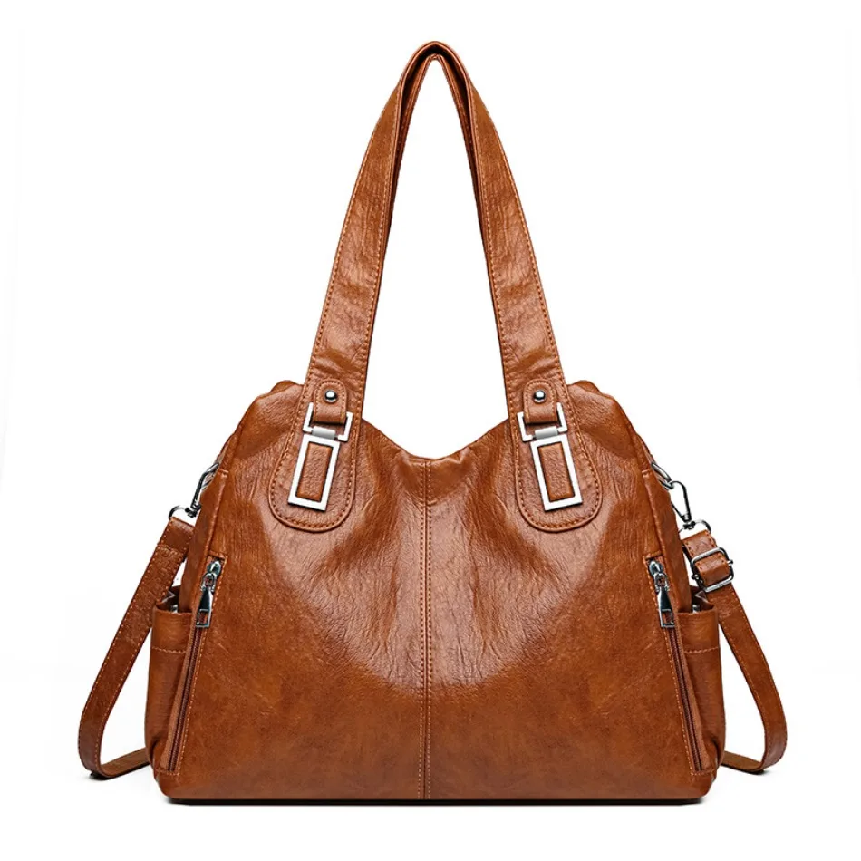 Jednokolorowa torba na ramię dla kobiet 2025 wysokiej jakości miękka skórzana torba na ramię na co dzień damska torebka listonoszka w stylu Vintage Crossbody Sac — zdjęcie 7