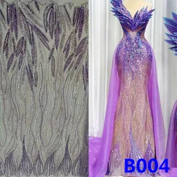 African Lace Fabric New Arrival 2023 high Quality nigerian Sequin Beaded Fabric Embroidery Lace Fabric for party dress