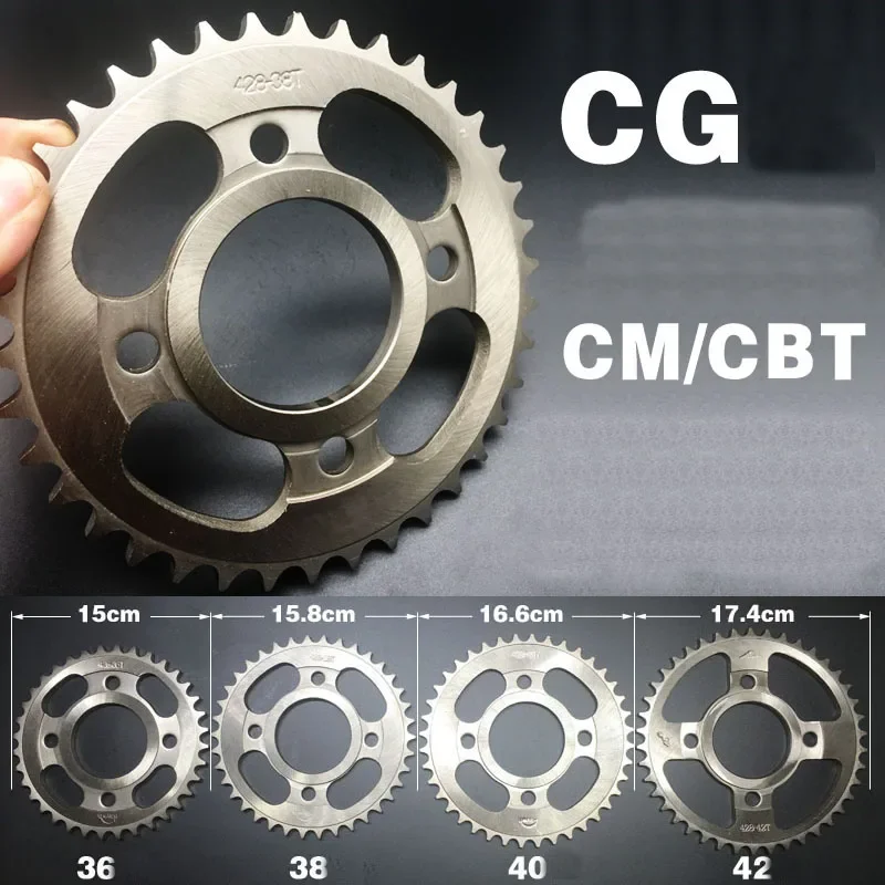 FOR HONDA Daelim CB125 175 CG CM185 XL100 125 34-38-40-42-48 Teeth Motorcycle Rear sprocket 428chain back gear Sprockets