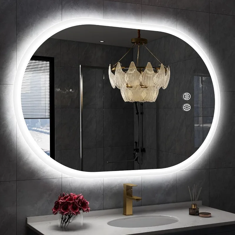 

24x36 InchLED Mirror for Bathroom with Front and Backlight, Anti-Fog, 3 Colors Temperature & Dimmable, Bathroom Mirror