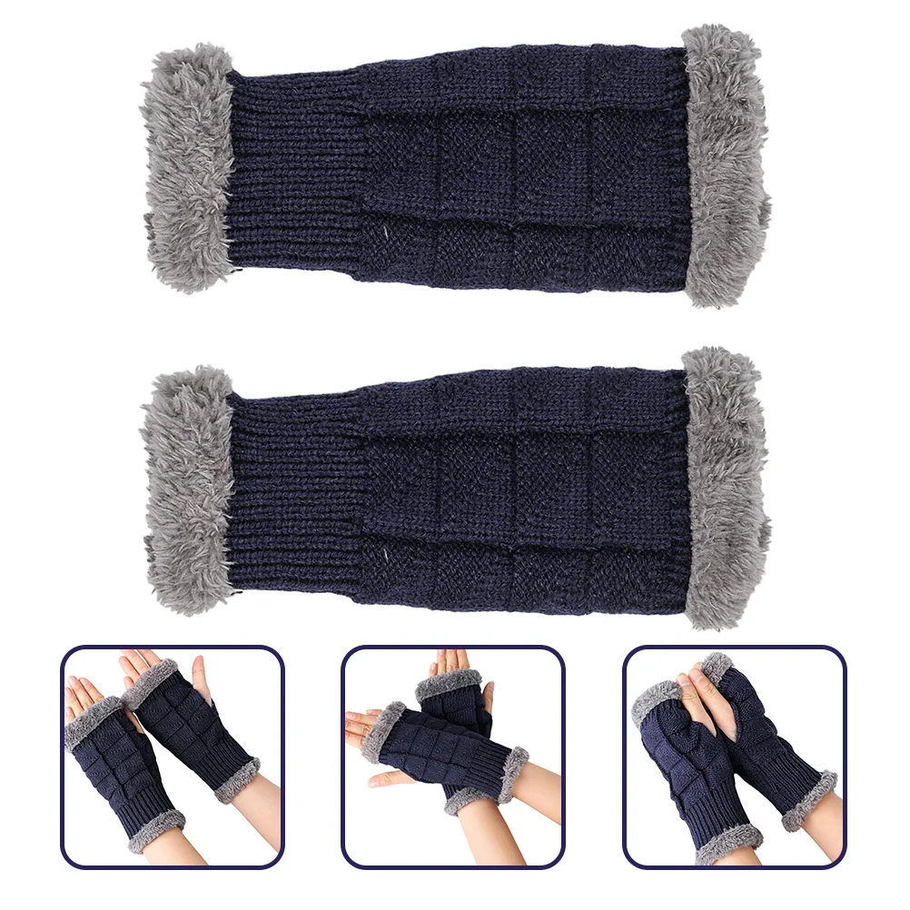

1Pair Warm Keeping Gloves Knitted Half-Finger Gloves for Winter Thermal Mitts Anti-Cold Outdoor Hand Protectors Comfortable