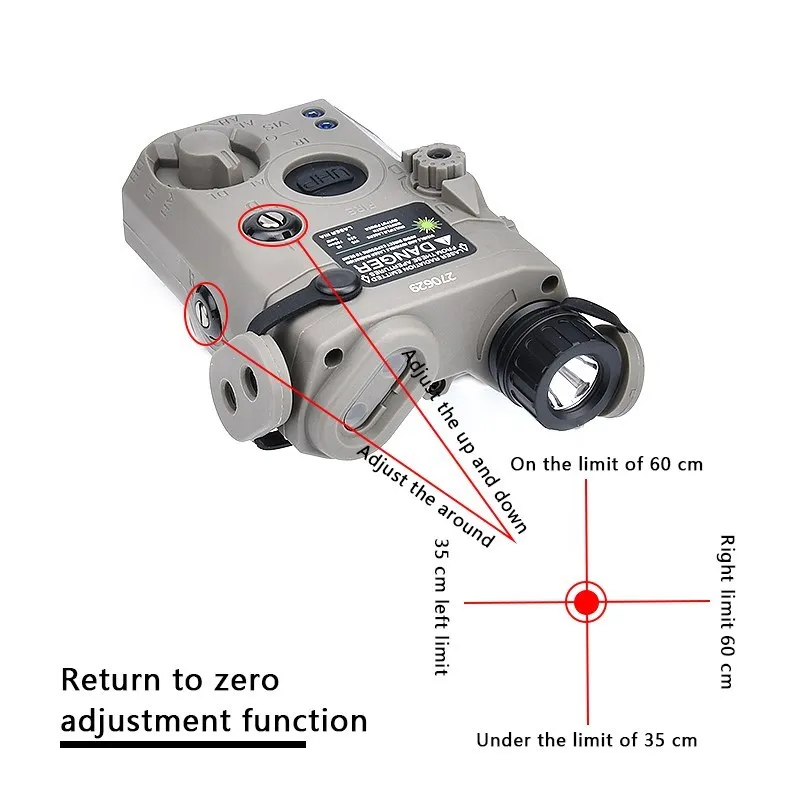 WADmersible DulPEQ15 Red Green Dot Sight IR LED Light Strobe IR Laser Hunting Scout Lights, Airsoft LA-5C PEQ NightVision Version