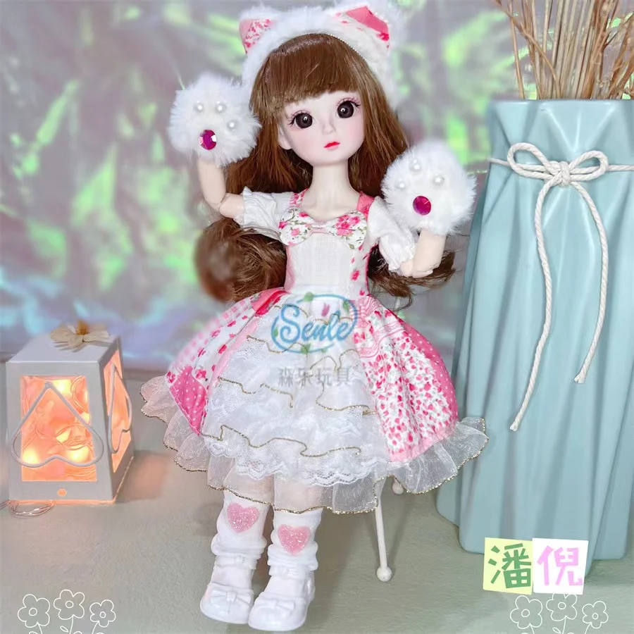 BJD Girl Dolls 30cm Kawaii 6 Points Joint Movable Dolls With Fashion Clothes Soft Hair Dress Up Girl Toys Birthday Gift Doll New