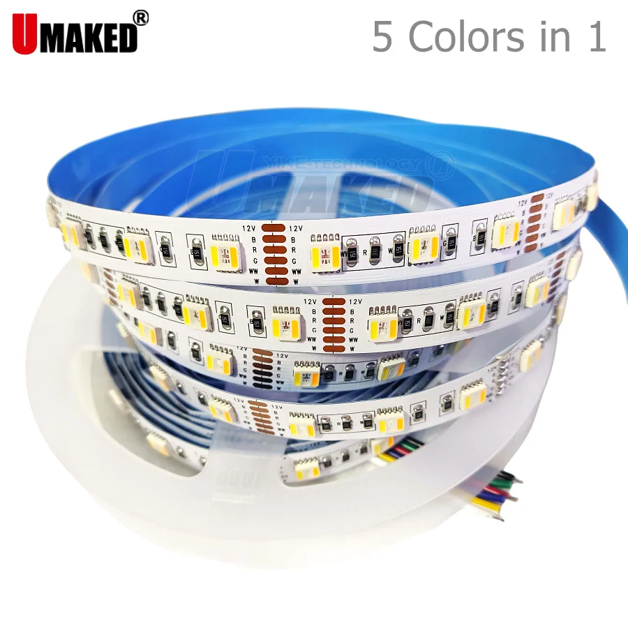 

5m DC12V 5050 RGBCCT 5 in 1 LED Lights RGB WW CW 2700K - 6500K Strip Light RGBW RGBWW RGBCW 6pin Ribbon 30 60Led per m White PCB