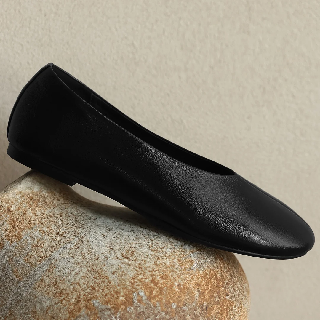 danxuefei plus size 34-42 women's sheepskin round toe slip-on ballet flats high quality soft comfort casual female ballerians