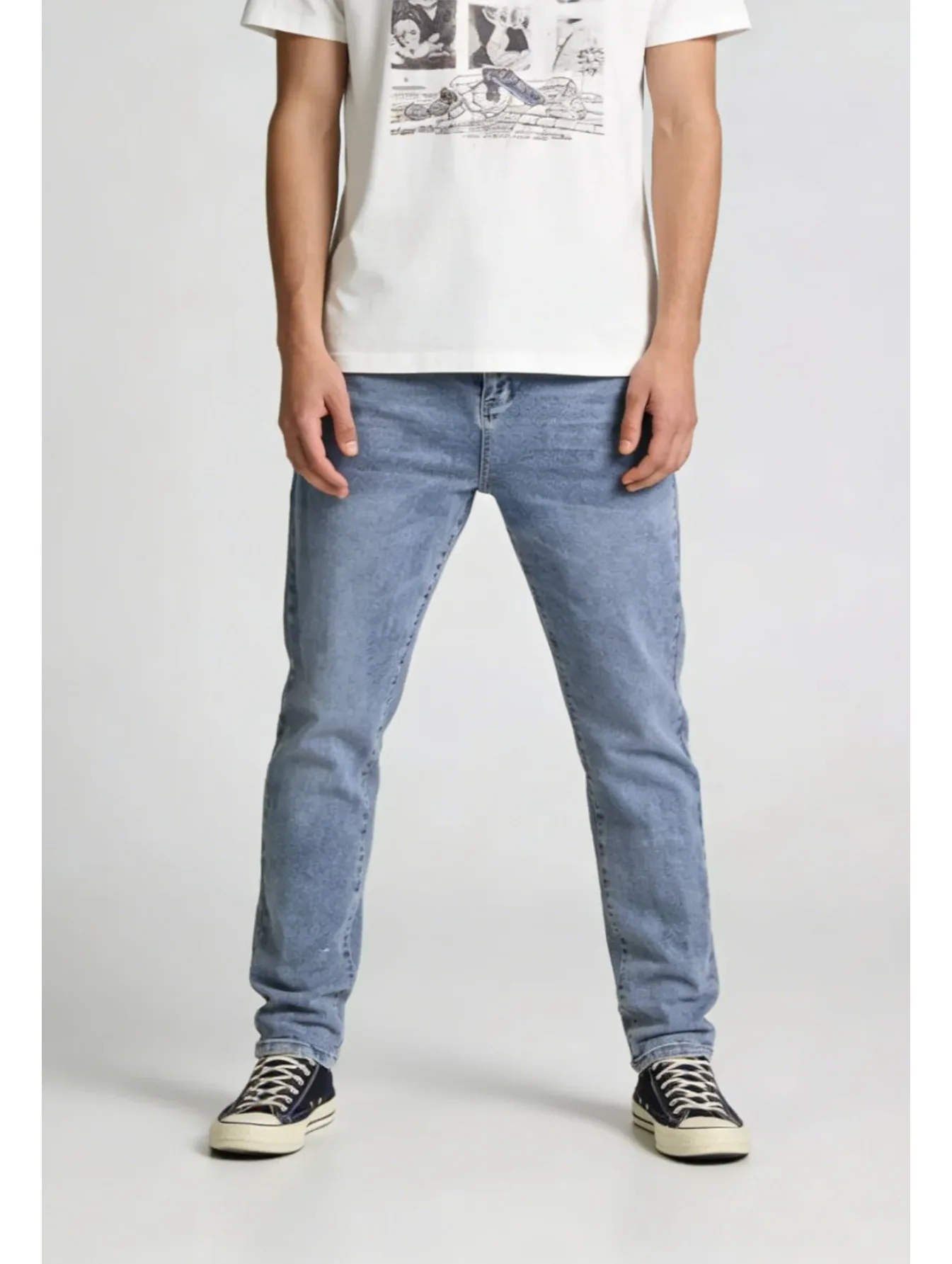 

Мужские джинсы узкого кроя длиной до щиколотки, средней эластичности, удобные, модные, с узкими штанинами