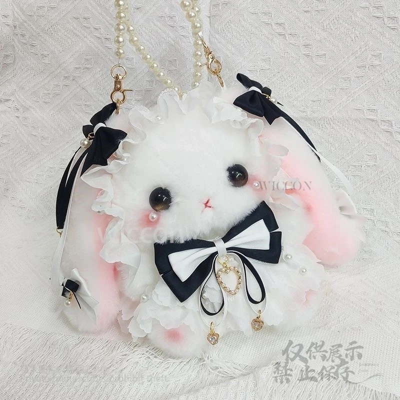 

Оригинальная сумка через плечо в стиле Лолиты Kawaii Rabbit, 1,1 см, сумка с цепочкой и поясом, 2 стиля, сумка для подарка на день рождения, изысканная кукла Лолита с жемчугом