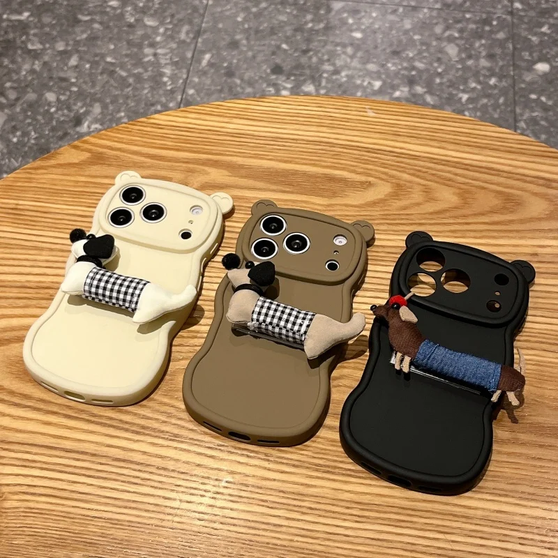 Funda de Teléfono 3D con Diseño de Perro para iPhone 17 Pro 16 14 15 Pro 13 12 Pro Max, Carcasa Protectora de Silicona con Dibujos Animados para Apple 17 P