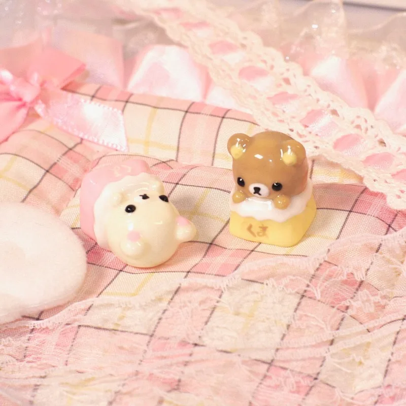 Cute Little Bear Keycap Personalized Resin Customization Handmade Mechanical Keyboard Keycaps for MX Switch Girlfriend's Gift
