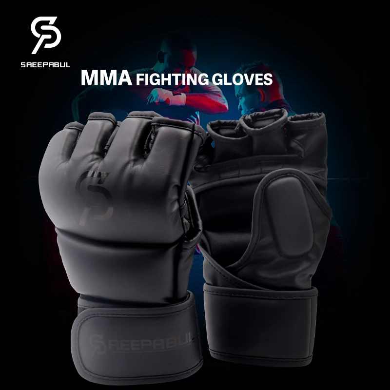 PU Leather Half Finger Karate Boxing Gloves Mitts Sanda Karate Sandbag Taekwondo Protector Mitt MMA Muay Thai  Gloves