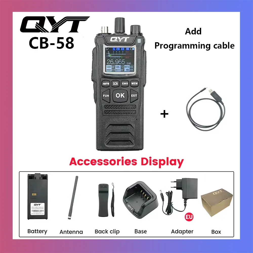 New! CB Radio CB-58 26.965-27.405MHz FM AM Mode Citizen Band Radio 27MHz Handheld Walkie Talkie With 4100mAh CB Radio