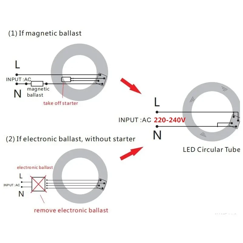 Tubos circulares LED T9, lámpara Circular LED de 9 pulgadas/9 pulgadas, enchufe de 205mm, 375mm, G10Q, 4 pines, 225mm, tubos fluorescentes redondos