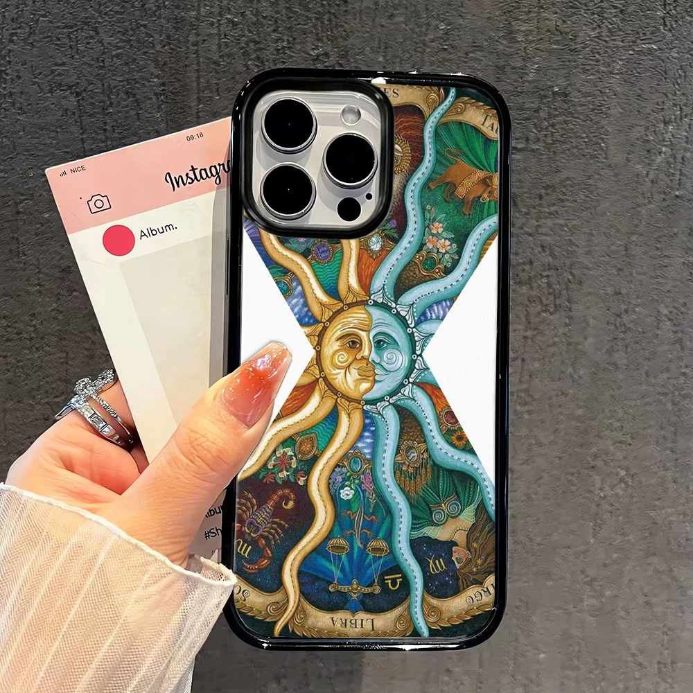 Sun And Moon Tarot Vintage Pattern Hard Case For Iphone 13 11 14 Plus 12 17 15 16 Pro Max Retro Design Cover