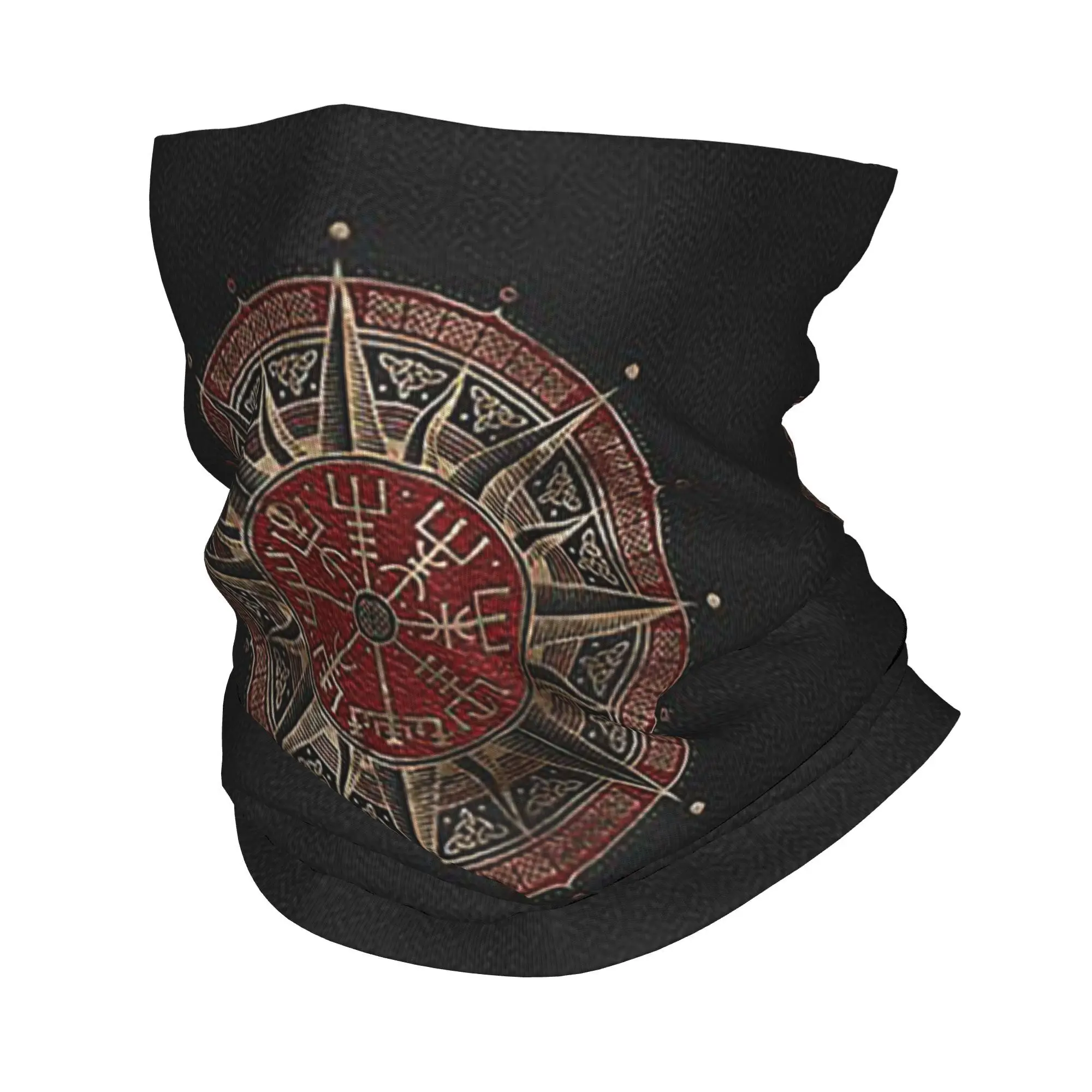 Vegvisir Viking Compass Black and red Leather Bandana Neck Cover Printed Magic Scarf Multi-use Balaclava Riding For Men Women