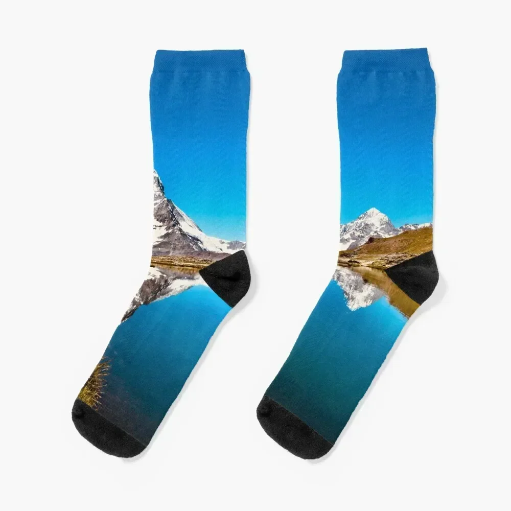 

Matterhorn mirroring Swiss Alps / Swiss Artwork Photography Socks Crossfit New year's aesthetic Men's Socks Luxury Women's