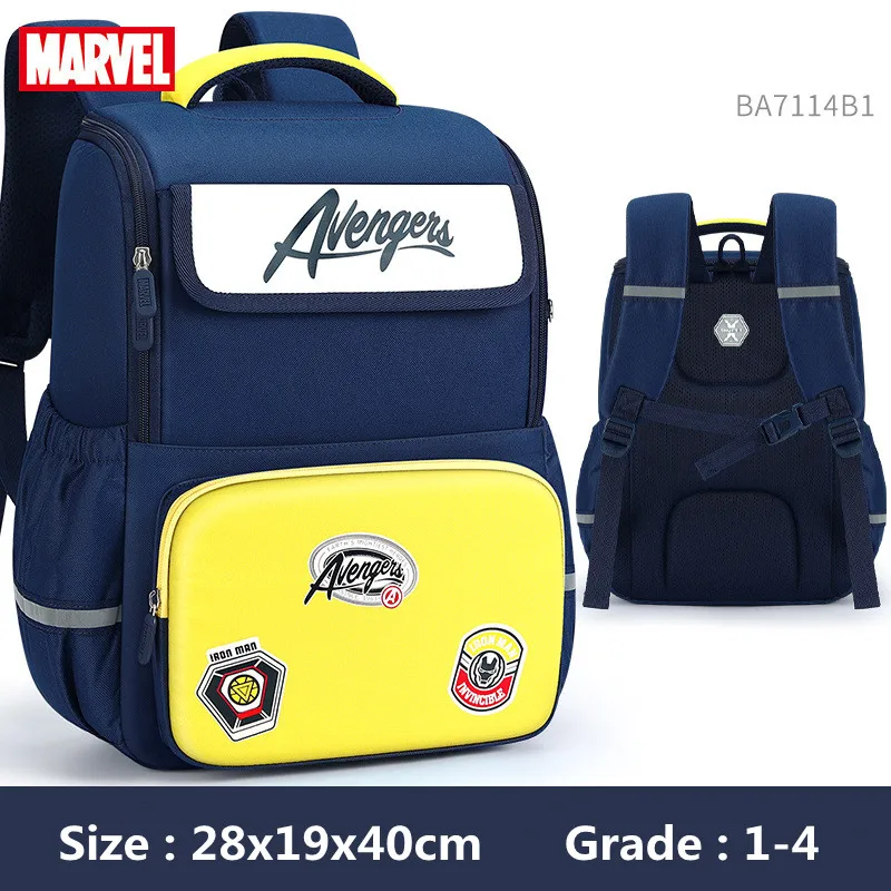 Genuine Disney New School Bags For Boys Grade 1-4 Primary Student Shoulder Orthopedic Backpack Iron Spider Man Captain Mochilas