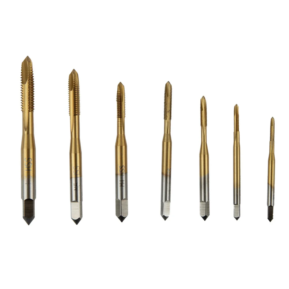 Hand Tool Thread Taps Machinery Manufacturing Assemble Furniture 7pc Set HSS High Temperature M2-M6 Machine Screw