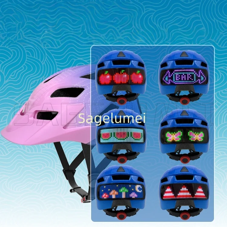 Smart APP DIY LED  Kids Balance Bike Helmet Child's Whirlwinds Cycling Bicycle Safety  Cycling Helmet with Display