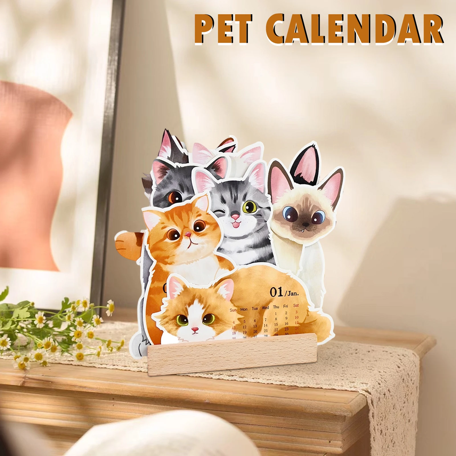 

Adorable Pet Calendar Family Desktop Pet Pattern New Year Calendar Decoration Home Creatively Pet Daily Planner Calendar
