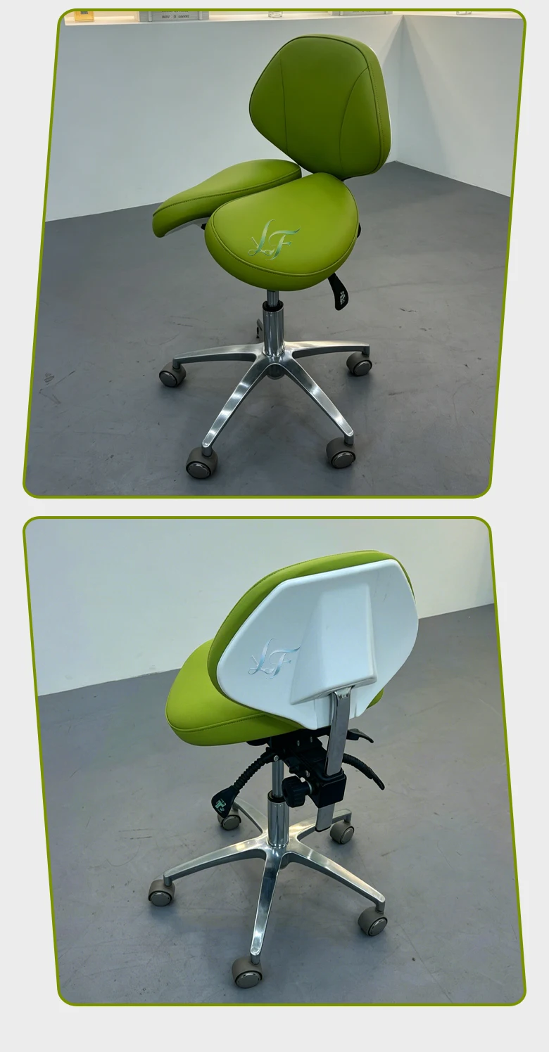 Hellgrüner Lederhocker, 360 Grad drehbar, höhenverstellbar, anpassbare Farbe, für Nagel-, Friseur- und Schönheitssalons – Detail 10