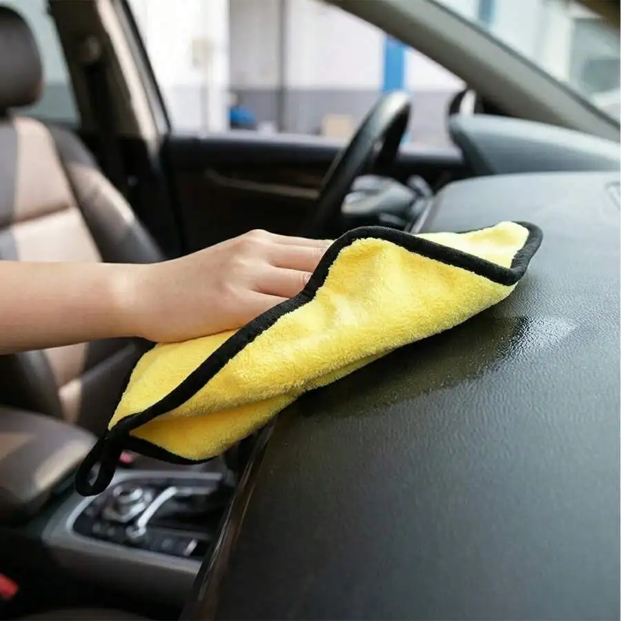 

2 Pcs Thickened Coral Fleece Car Cleaning Cloth Lint-Free Super Absorbent Wiping Towel Auto Supplies