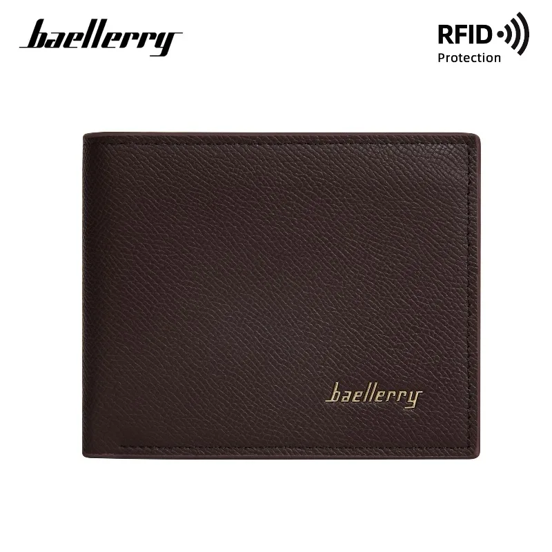 

Baellerry RFID Men Wallets Simple Card Clip Soft Male Wallet Zipper Coin Pocket Short Card Holder Men's Purses