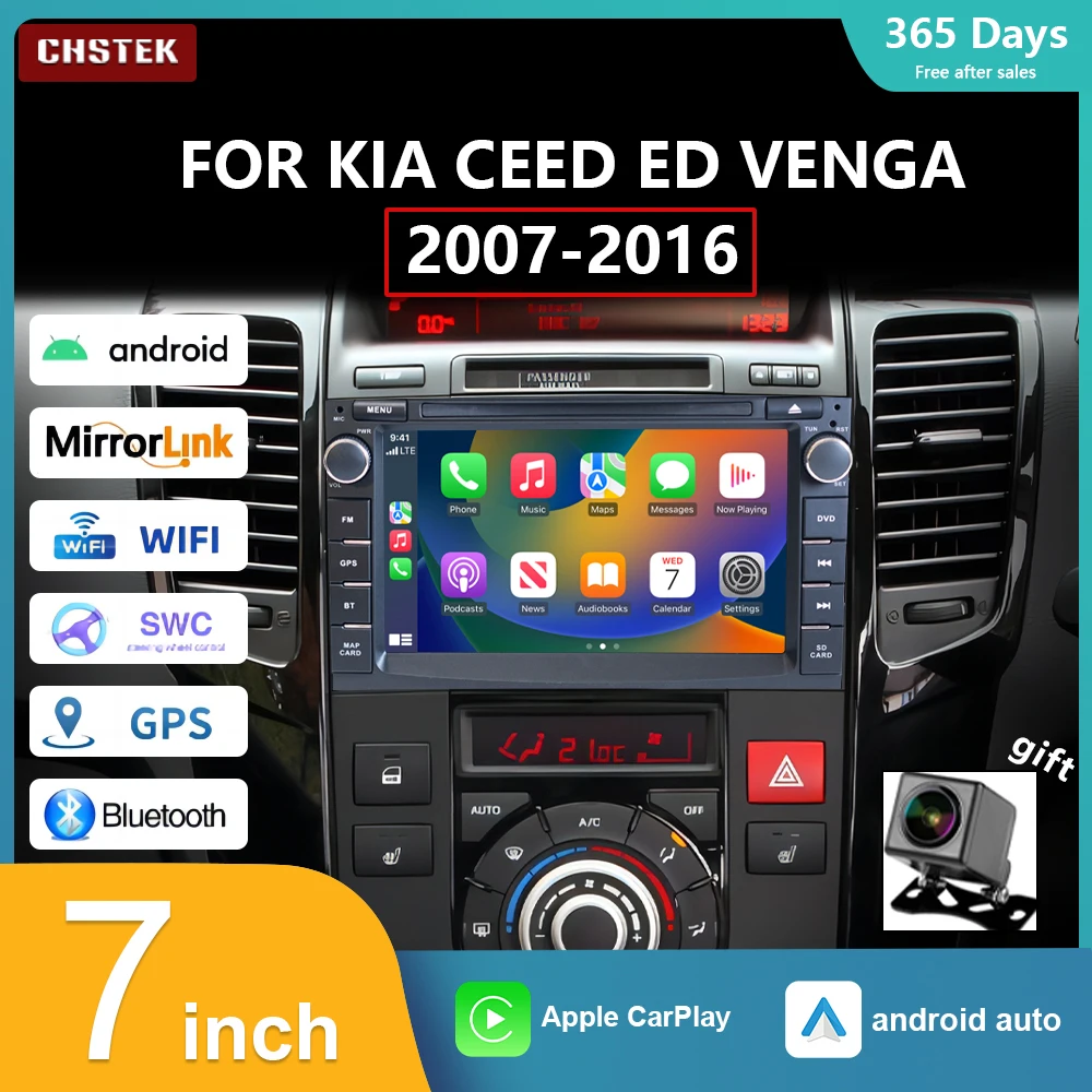 CHSTEK Carplay Car Radio Android 13 for Kia Ceed ED Venga 2007-2016 Qualcomm 12+256G Multimedia Navigation Player WIFI Bluetooth