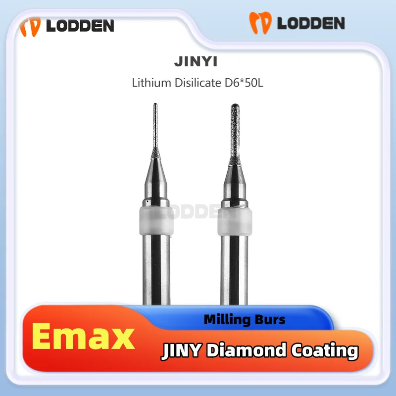 

JINY Dental Milling Burs For Dental Lithium Disilicate Grinding Drill Coating D6-50-D/2.0/1.0mm Drill Diameter Denture Grinding