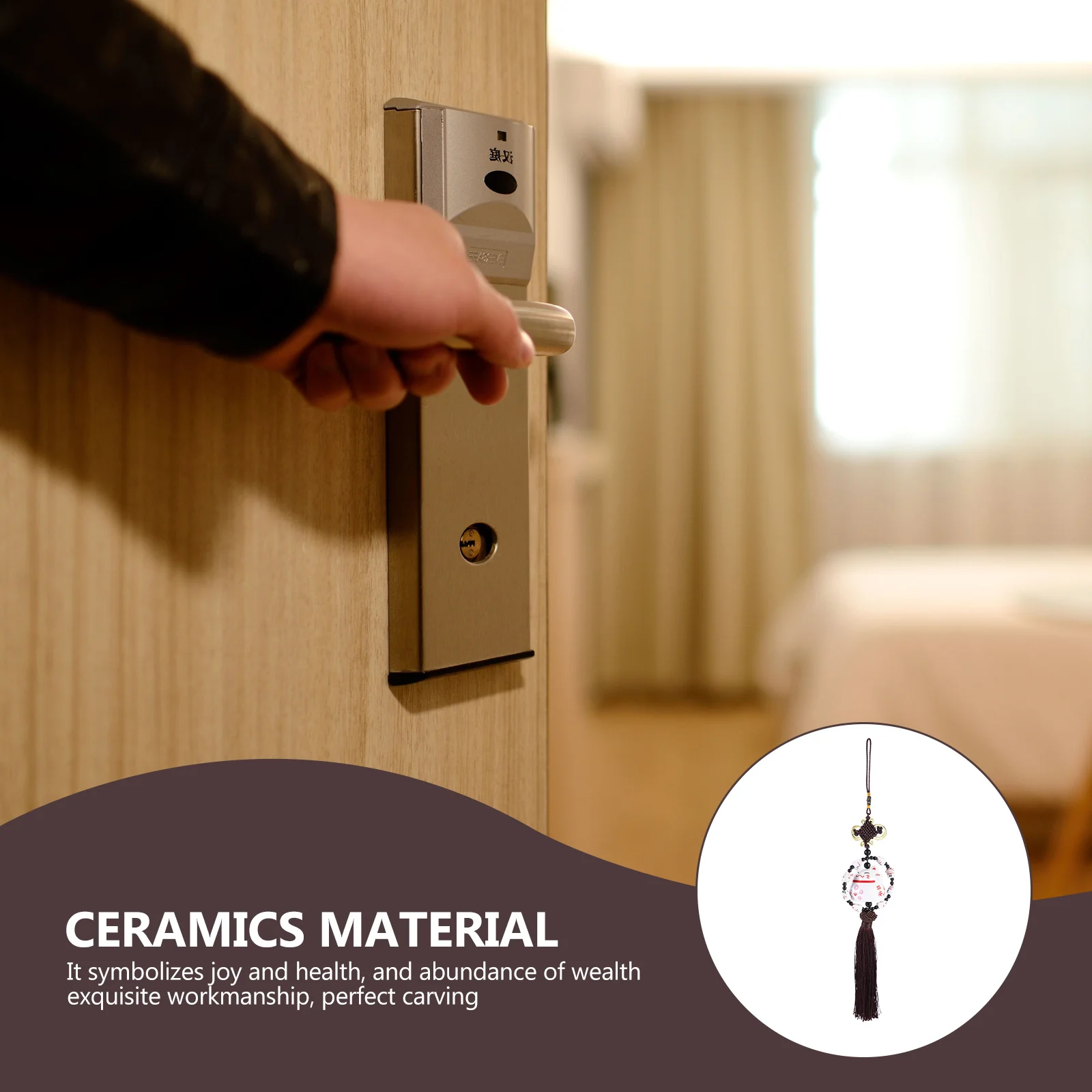 

1Pcs Ceramic Hanging Cat Car Ornament Pendant Rearview Mirror Decor Auto Interior Pendant Cat Car Ornament