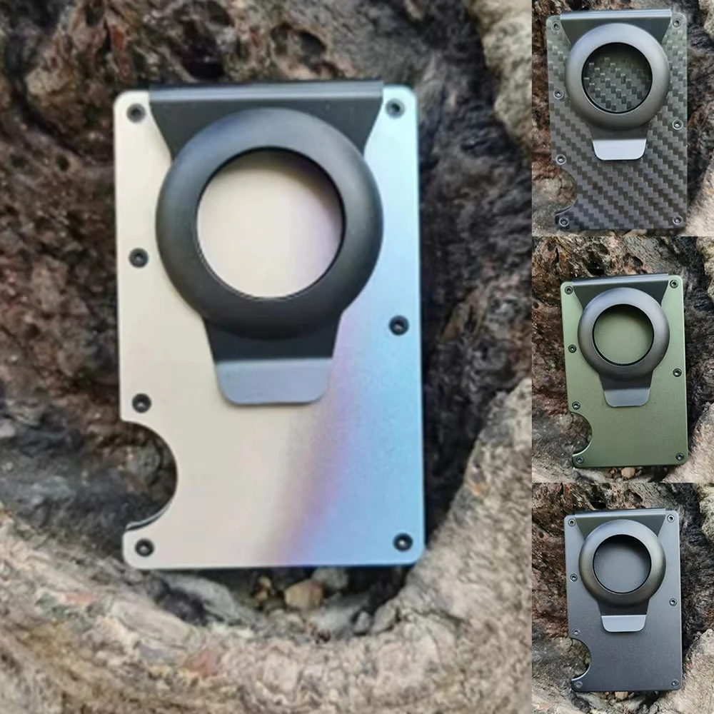 

1 шт. Ультратонкий металлический держатель для карт из алюминиевого сплава с RFID-защитой от краж, кошелек-трекер, клипса для AirTag