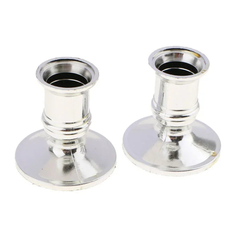 Decoration Candle holder Centerpiece Tea light 4pcs Taper Standard Candlestick Silver Table top Home Practical