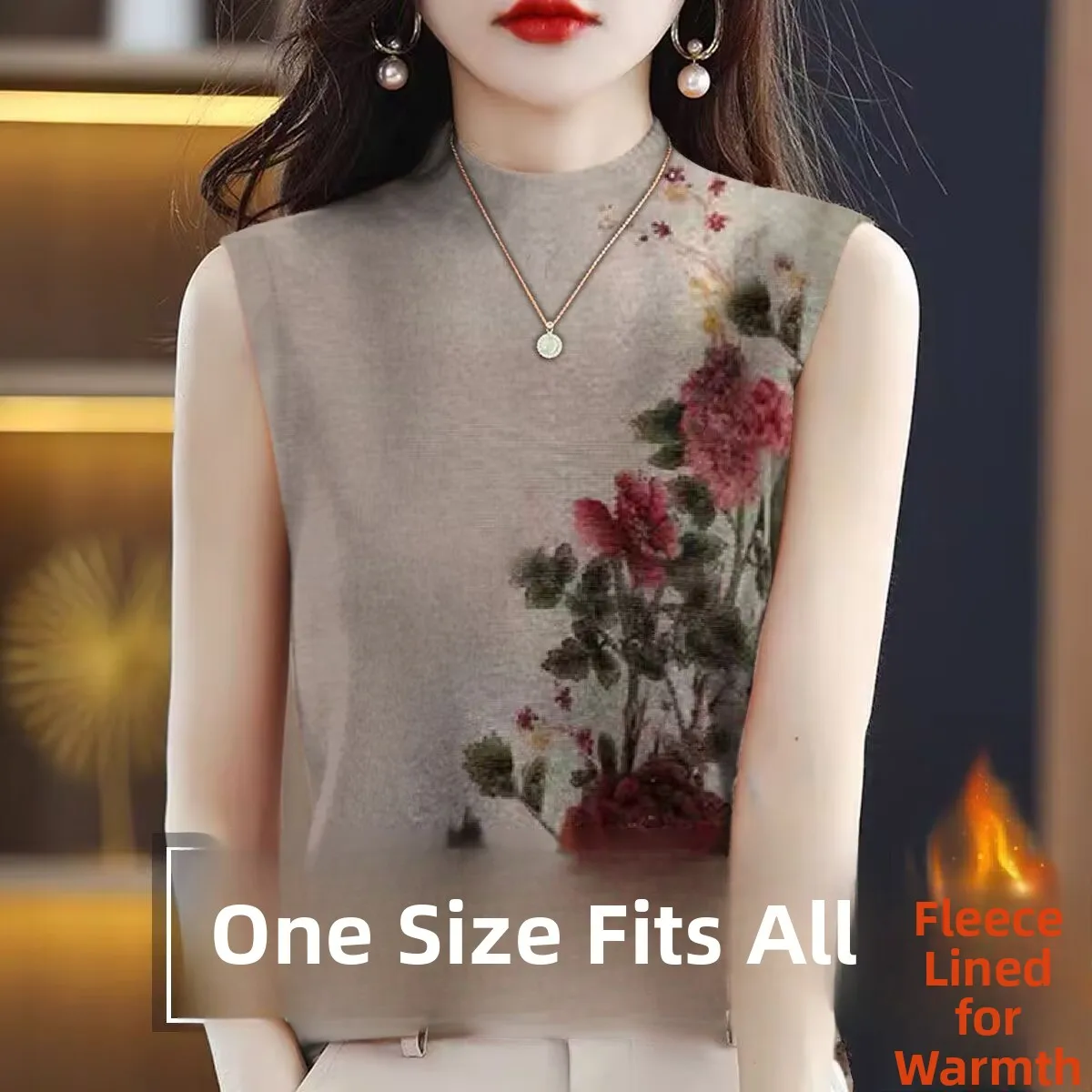 Chaleco térmico para mujer 2023 Otoño Invierno nuevo Fce forrado f cuello alto ropa interior superior T irt capa Base desgastada irt