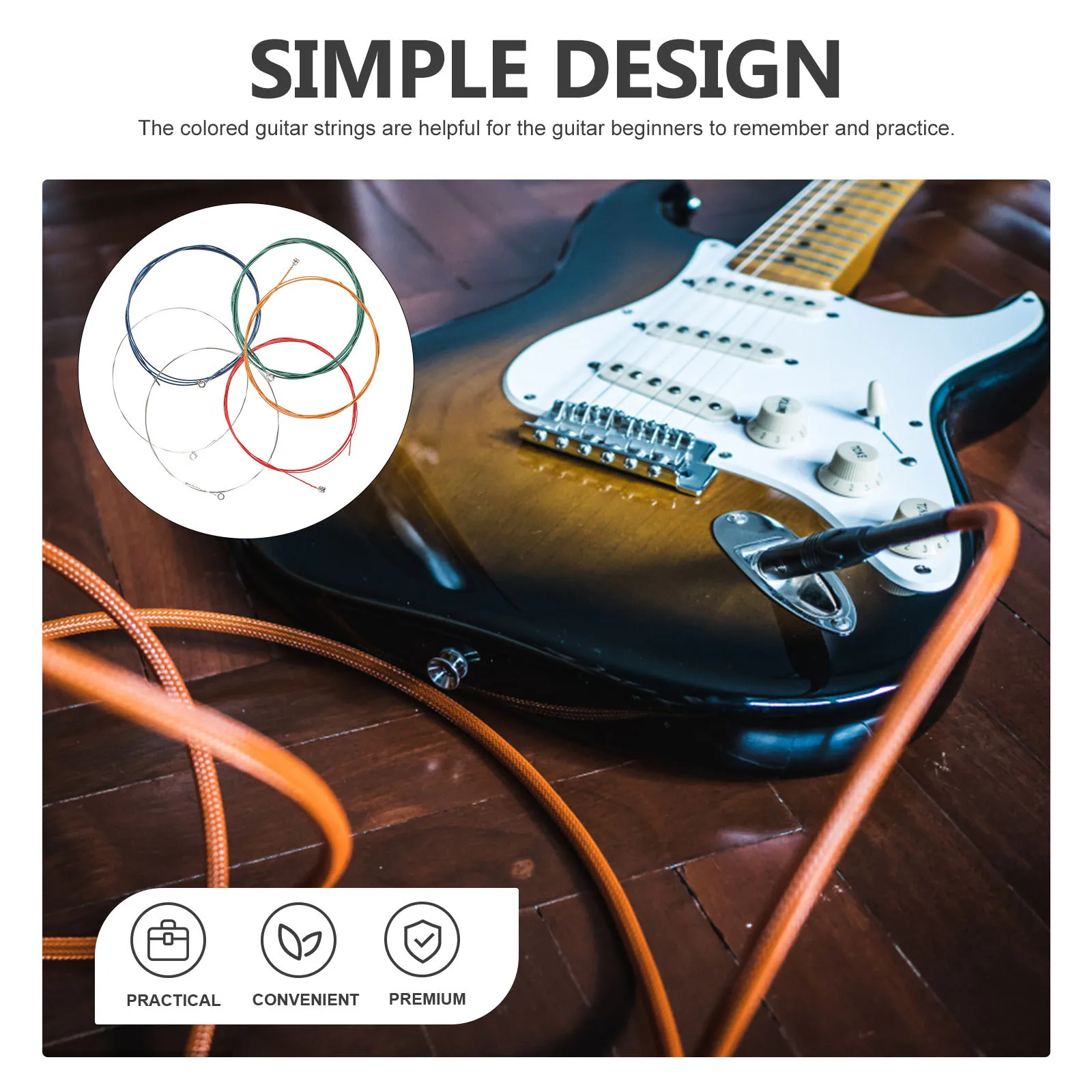 6개입 스틸 어쿠스틱 기타 줄 컬러 녹 방지 육각형 니켈 코어 교체 세트 초보자 연습용 밝고 선명한